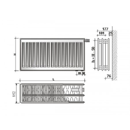 EVRA Compact С33 400x1600 стальной панельный радиатор с боковым подключением EVRA Compact С33 400x1600 стальной панельный радиатор с боковым подключением